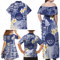 Federated States Of Micronesia Christmas Family Matching Off Shoulder Maxi Dress and Hawaiian Shirt Retro Style Dark Version LT05 - Polynesian Pride