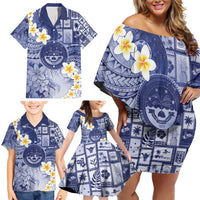 Federated States Of Micronesia Christmas Family Matching Off Shoulder Short Dress and Hawaiian Shirt Retro Style Dark Version LT05 - Polynesian Pride
