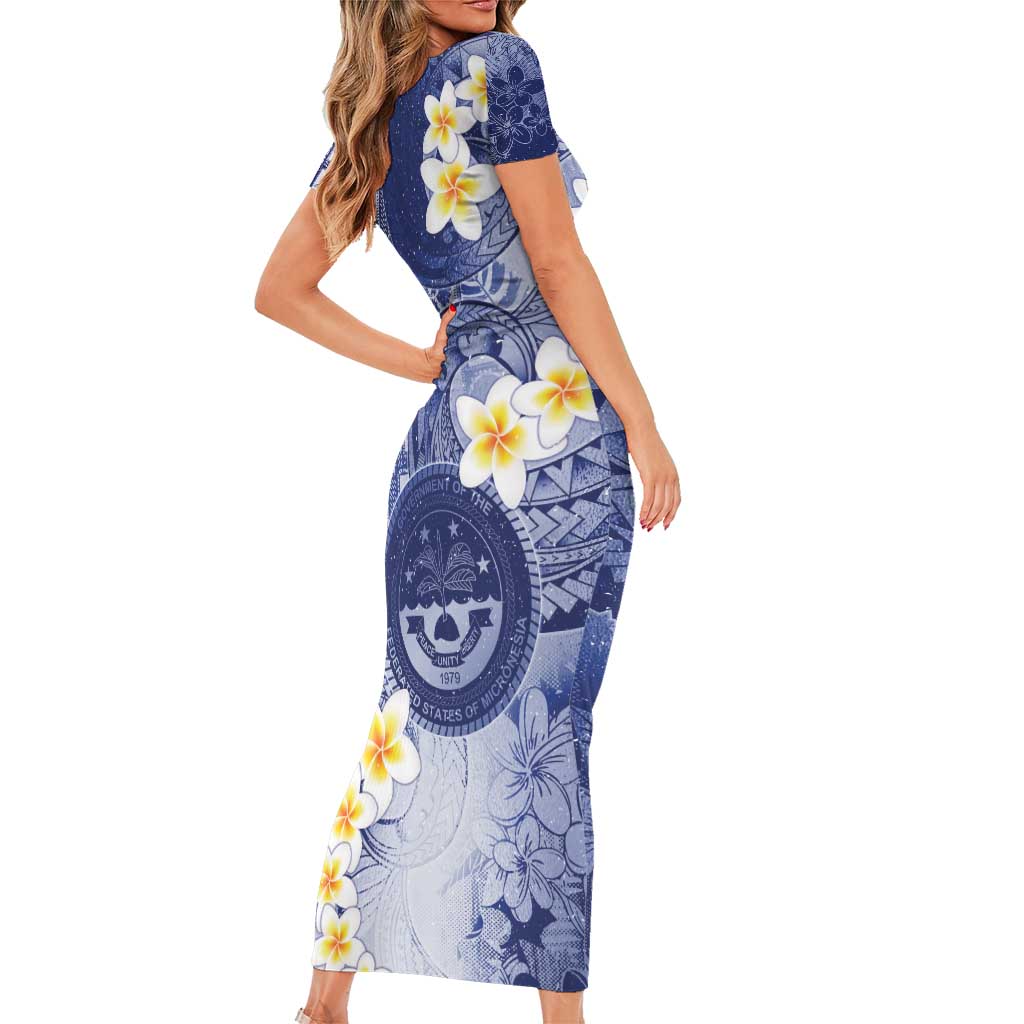 Federated States Of Micronesia Christmas Family Matching Short Sleeve Bodycon Dress and Hawaiian Shirt Retro Style Dark Version LT05 - Polynesian Pride