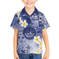Federated States Of Micronesia Christmas Family Matching Summer Maxi Dress and Hawaiian Shirt Retro Style Dark Version LT05 Son's Shirt Navy - Polynesian Pride
