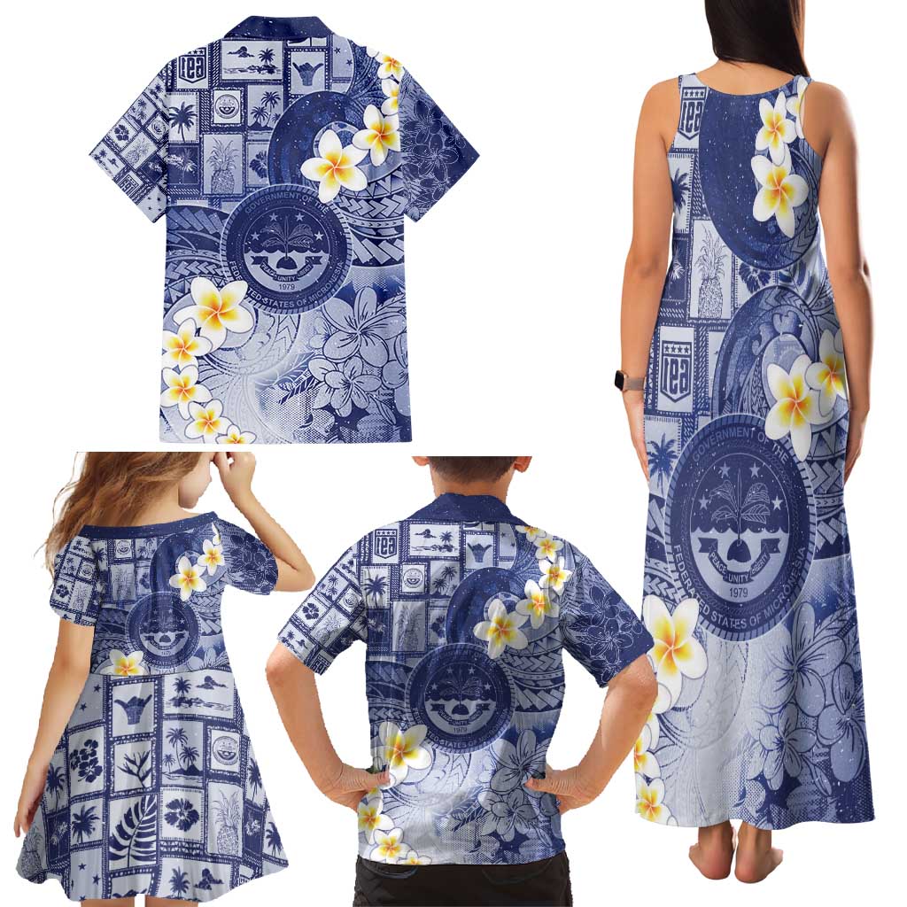 Federated States Of Micronesia Christmas Family Matching Tank Maxi Dress and Hawaiian Shirt Retro Style Dark Version LT05 - Polynesian Pride