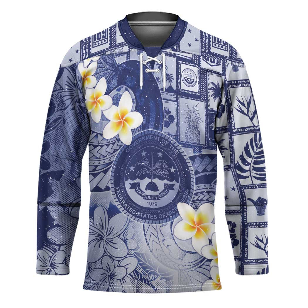 Federated States Of Micronesia Christmas Hockey Jersey Retro Style Dark Version - Polynesian Pride