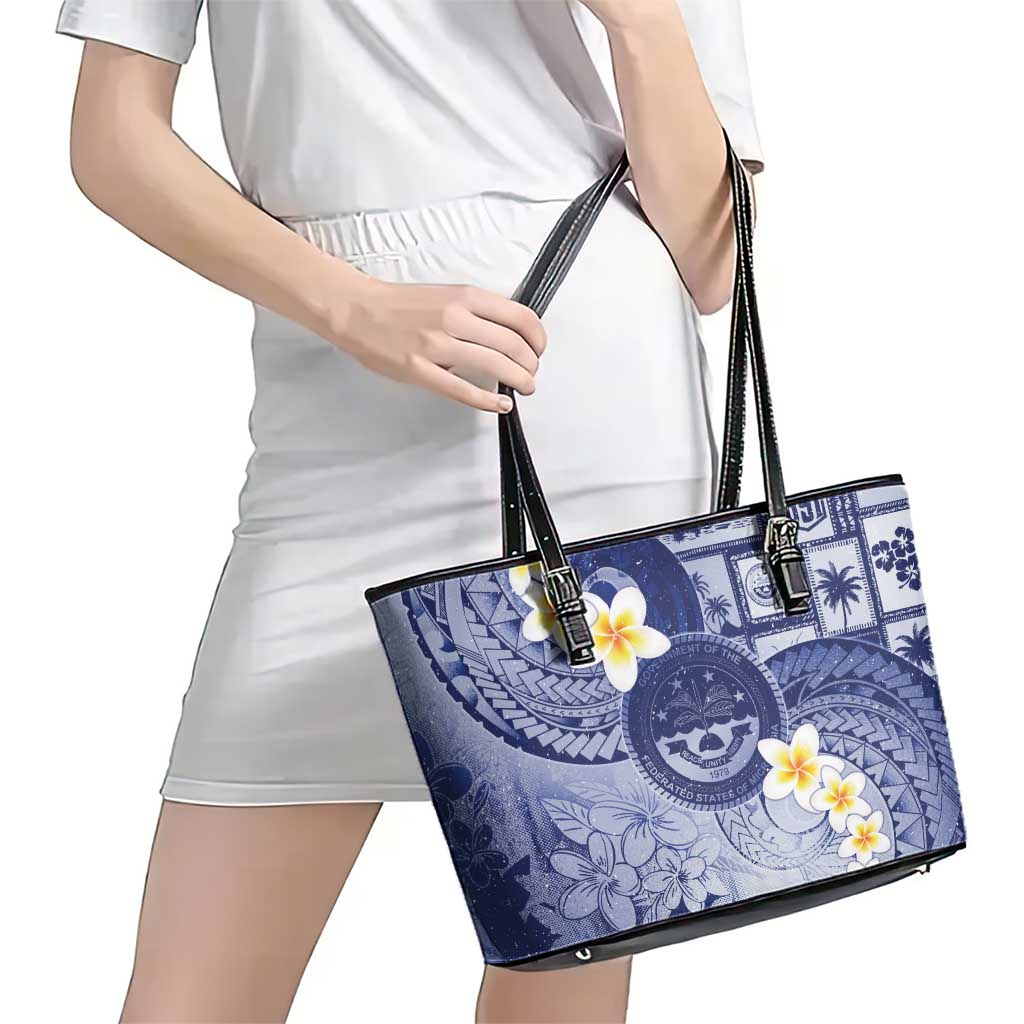 Federated States Of Micronesia Christmas Leather Tote Bag Retro Style Dark Version - Polynesian Pride