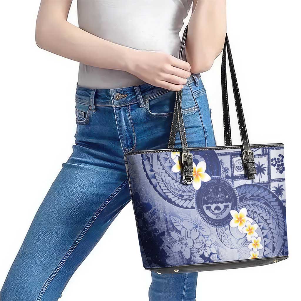 Federated States Of Micronesia Christmas Leather Tote Bag Retro Style Dark Version - Polynesian Pride