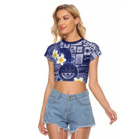 Federated States Of Micronesia Christmas Raglan Cropped T Shirt Retro Style Dark Version LT05 Female Navy - Polynesian Pride