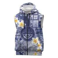 Federated States Of Micronesia Christmas Sleeveless Zip Hoodie Retro Style Dark Version - Polynesian Pride