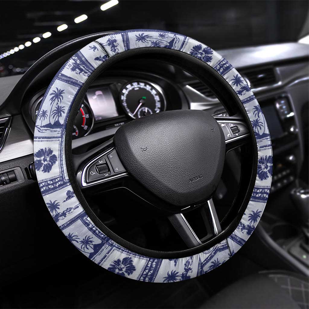 Federated States Of Micronesia Christmas Steering Wheel Cover Retro Style Dark Version LT05 Universal Fit Navy - Polynesian Pride
