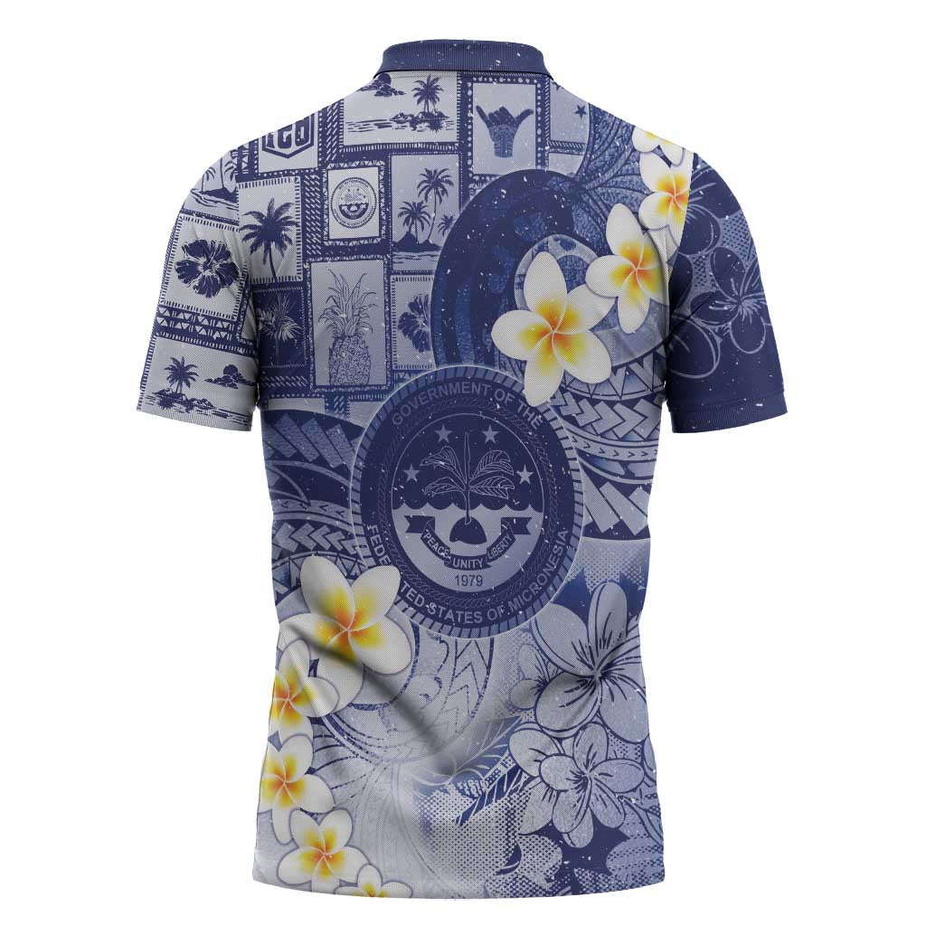 Federated States Of Micronesia Christmas Zipper Polo Shirt Retro Style Dark Version - Polynesian Pride