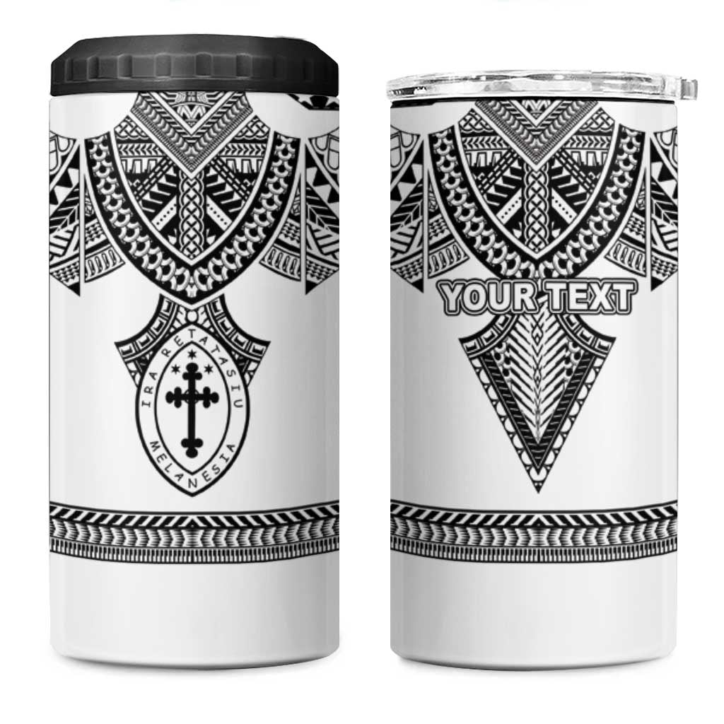 Personalised Melanesian Brotherhood 4 in 1 Can Cooler Tumbler With Tribal Pattern LT05 One Size: 16 oz White - Polynesian Pride