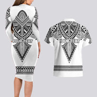 Personalised Melanesian Brotherhood Couples Matching Long Sleeve Bodycon Dress and Hawaiian Shirt With Tribal Pattern - Polynesian Pride