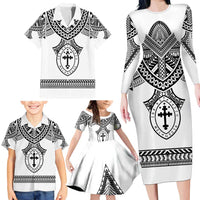 Personalised Melanesian Brotherhood Family Matching Long Sleeve Bodycon Dress and Hawaiian Shirt With Tribal Pattern LT05 - Polynesian Pride
