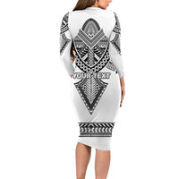 Personalised Melanesian Brotherhood Family Matching Long Sleeve Bodycon Dress and Hawaiian Shirt With Tribal Pattern LT05 - Polynesian Pride