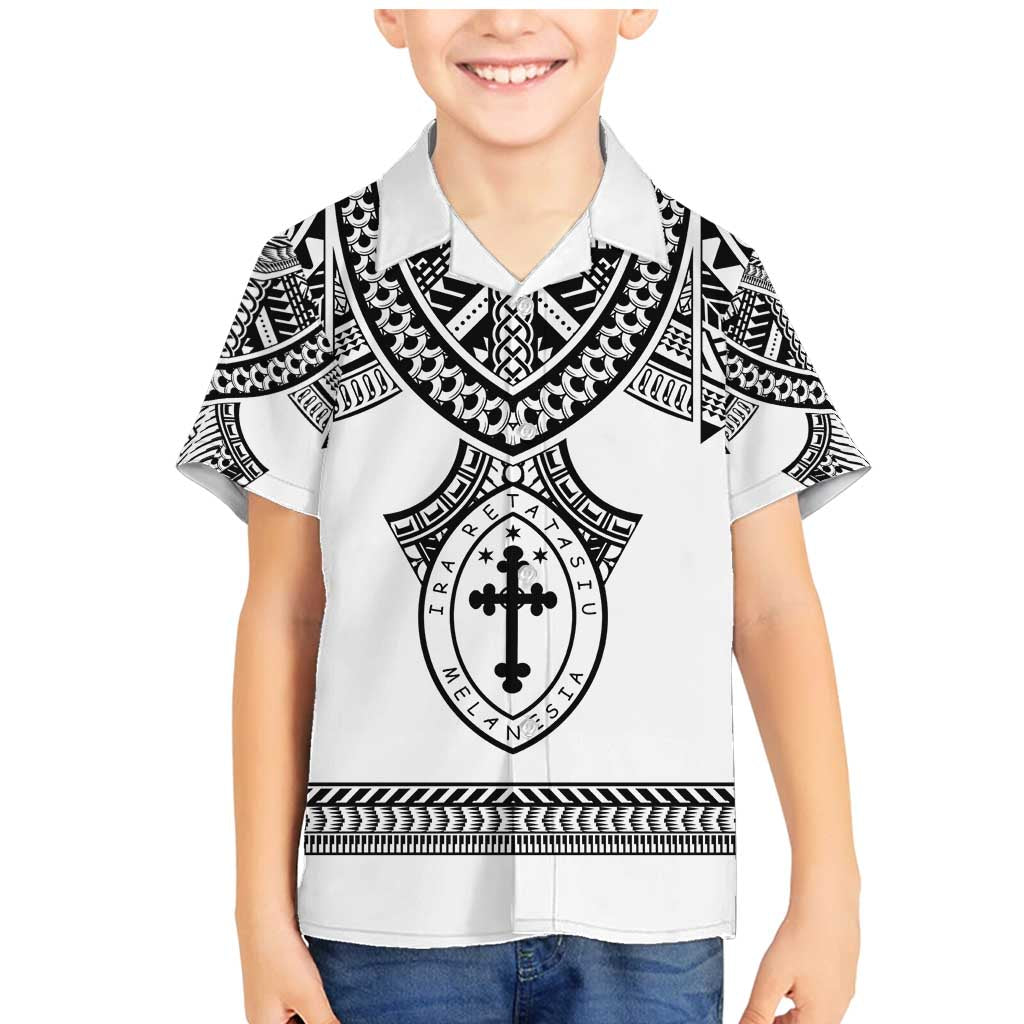 Personalised Melanesian Brotherhood Family Matching Mermaid Dress and Hawaiian Shirt With Tribal Pattern LT05 Son's Shirt White - Polynesian Pride