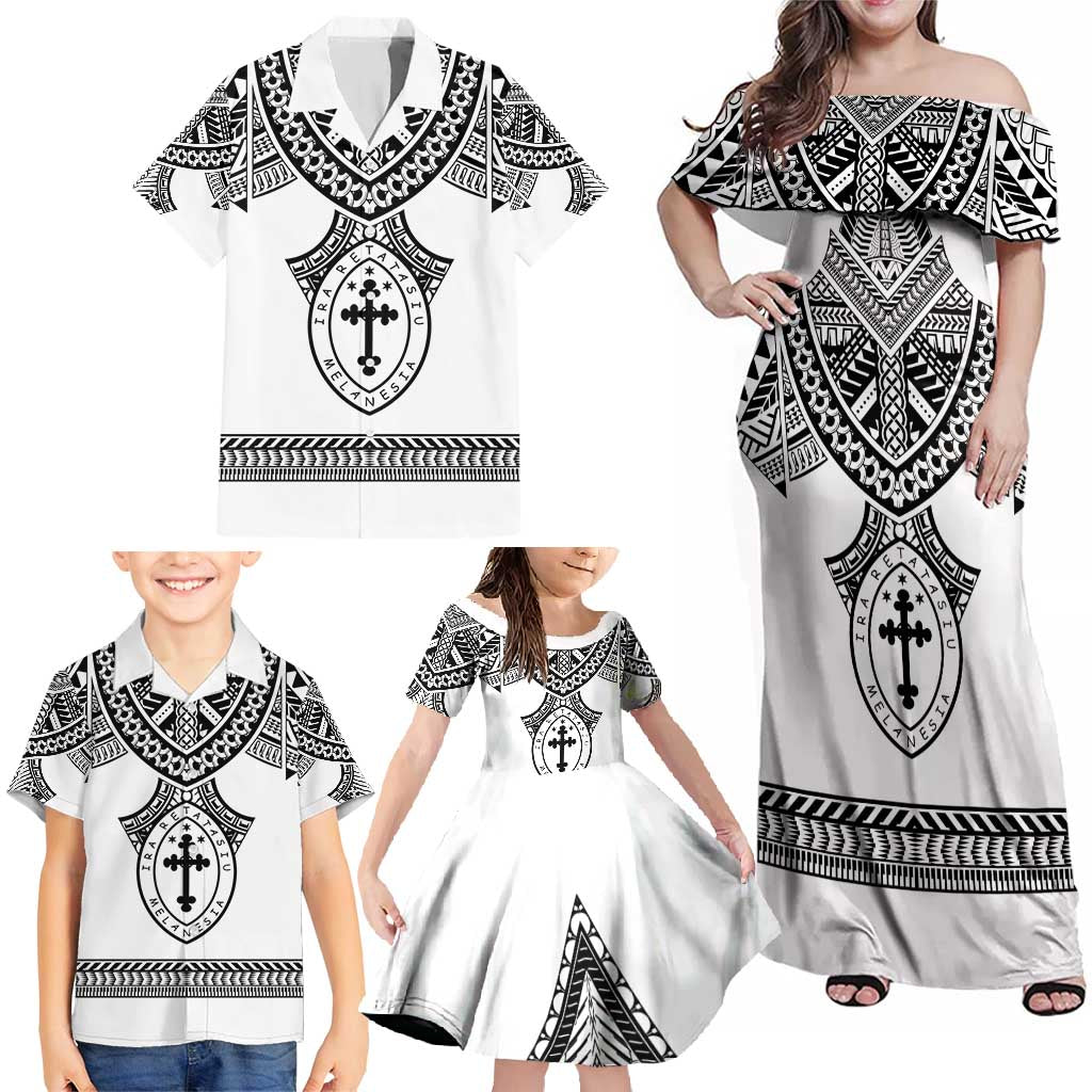 Personalised Melanesian Brotherhood Family Matching Off Shoulder Maxi Dress and Hawaiian Shirt With Tribal Pattern LT05 - Polynesian Pride