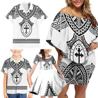 Personalised Melanesian Brotherhood Family Matching Off Shoulder Short Dress and Hawaiian Shirt With Tribal Pattern LT05 - Polynesian Pride