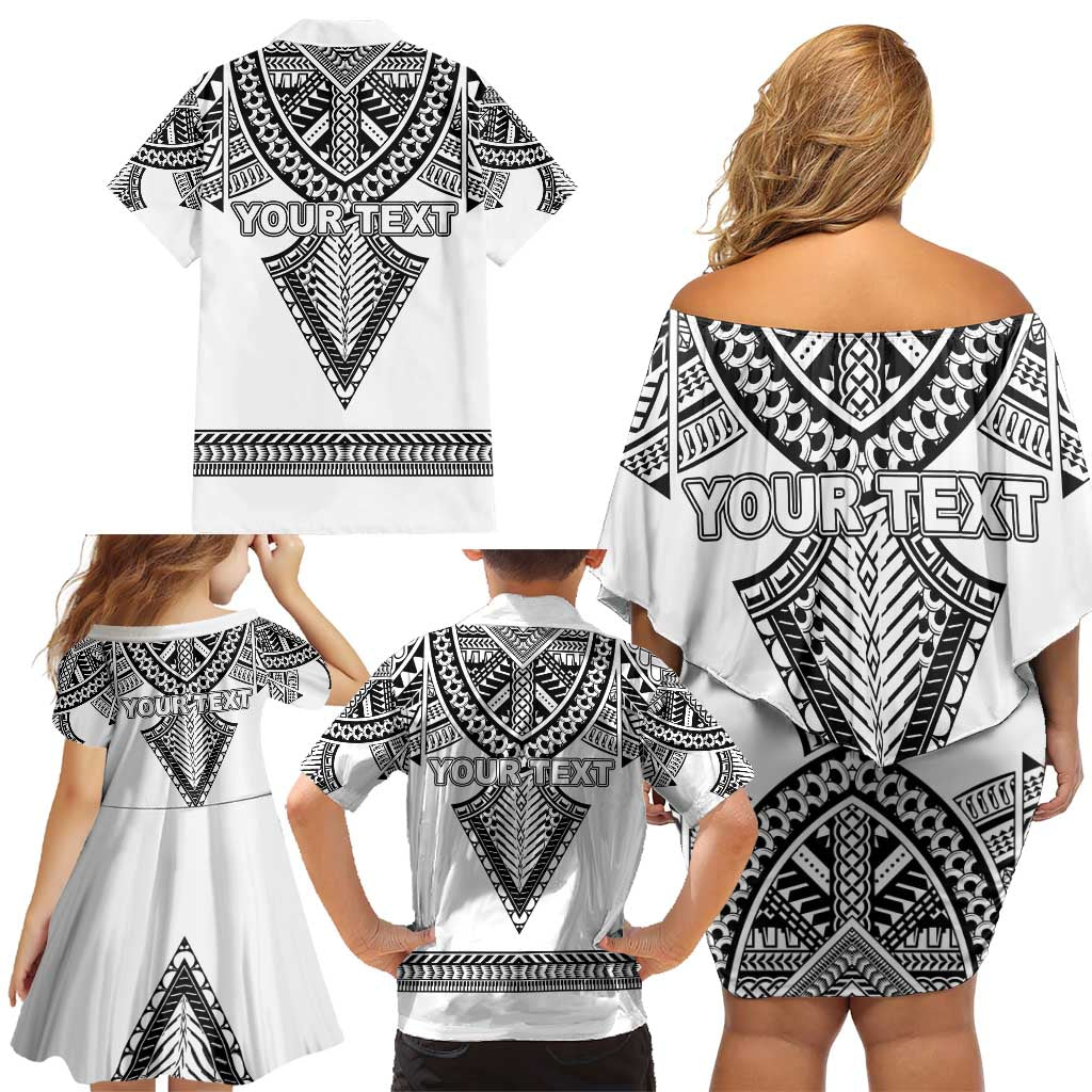 Personalised Melanesian Brotherhood Family Matching Off Shoulder Short Dress and Hawaiian Shirt With Tribal Pattern LT05 - Polynesian Pride