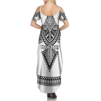 Personalised Melanesian Brotherhood Family Matching Summer Maxi Dress and Hawaiian Shirt With Tribal Pattern LT05 - Polynesian Pride