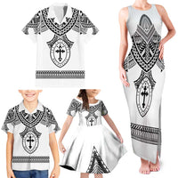 Personalised Melanesian Brotherhood Family Matching Tank Maxi Dress and Hawaiian Shirt With Tribal Pattern LT05 - Polynesian Pride