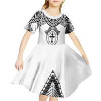 Personalised Melanesian Brotherhood Kid Short Sleeve Dress With Tribal Pattern - Polynesian Pride