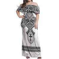 Personalised Melanesian Brotherhood Off Shoulder Maxi Dress With Tribal Pattern - Polynesian Pride