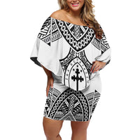Personalised Melanesian Brotherhood Off Shoulder Short Dress With Tribal Pattern - Polynesian Pride