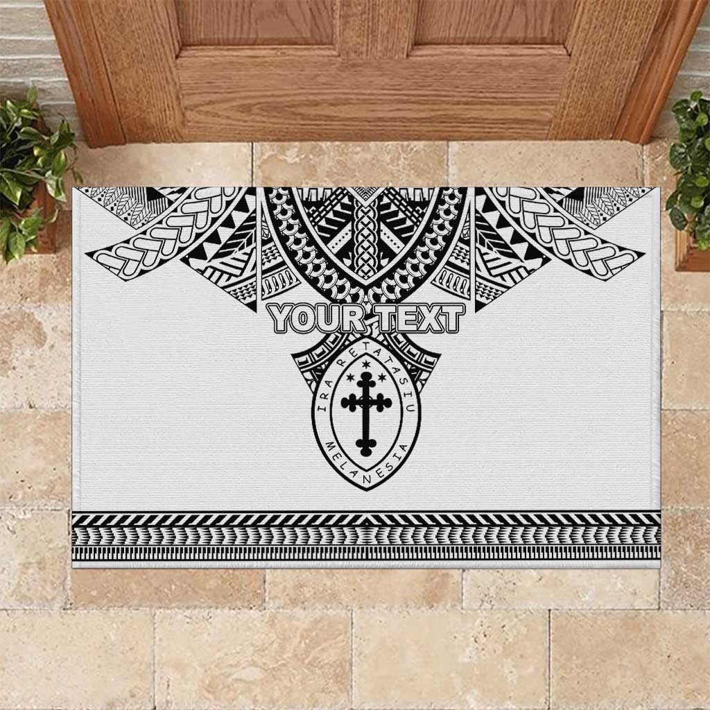 Personalised Melanesian Brotherhood Rubber Doormat With Tribal Pattern LT05 White - Polynesian Pride
