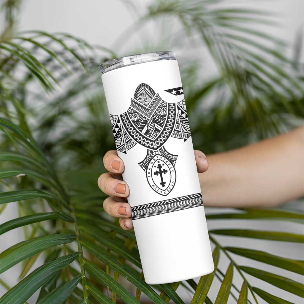 Personalised Melanesian Brotherhood Skinny Tumbler With Tribal Pattern - Polynesian Pride