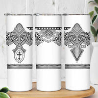 Personalised Melanesian Brotherhood Skinny Tumbler With Tribal Pattern - Polynesian Pride