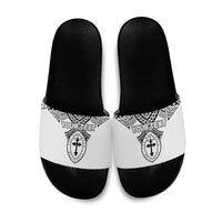 Personalised Melanesian Brotherhood Slide Sandals With Tribal Pattern - Polynesian Pride