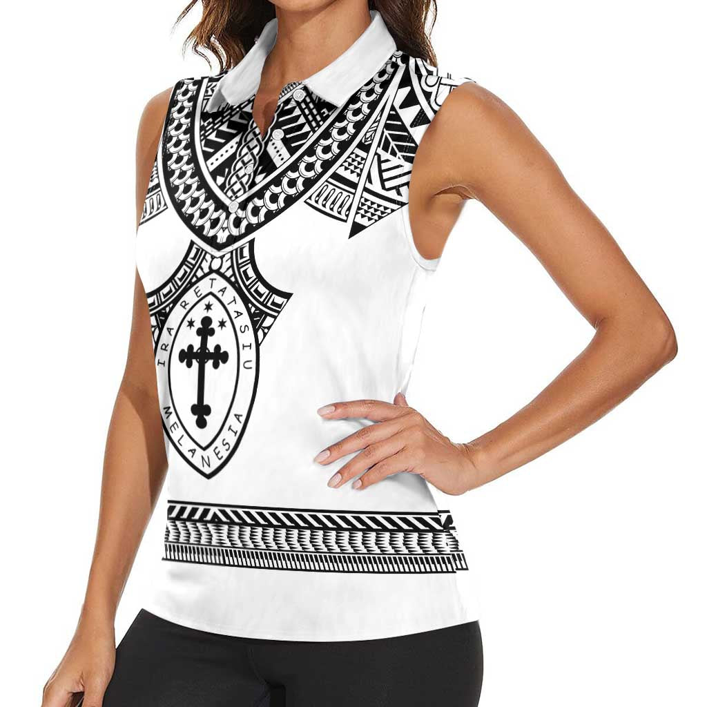 Personalised Melanesian Brotherhood Women Sleeveless Polo Shirt With Tribal Pattern - Polynesian Pride