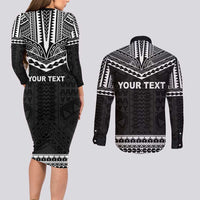 Personalised Melanesian Brotherhood Couples Matching Long Sleeve Bodycon Dress and Long Sleeve Button Shirt Ministry Faith And Mission LT05 - Polynesian Pride