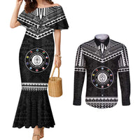 Personalised Melanesian Brotherhood Couples Matching Mermaid Dress and Long Sleeve Button Shirt Ministry Faith And Mission LT05 Black - Polynesian Pride