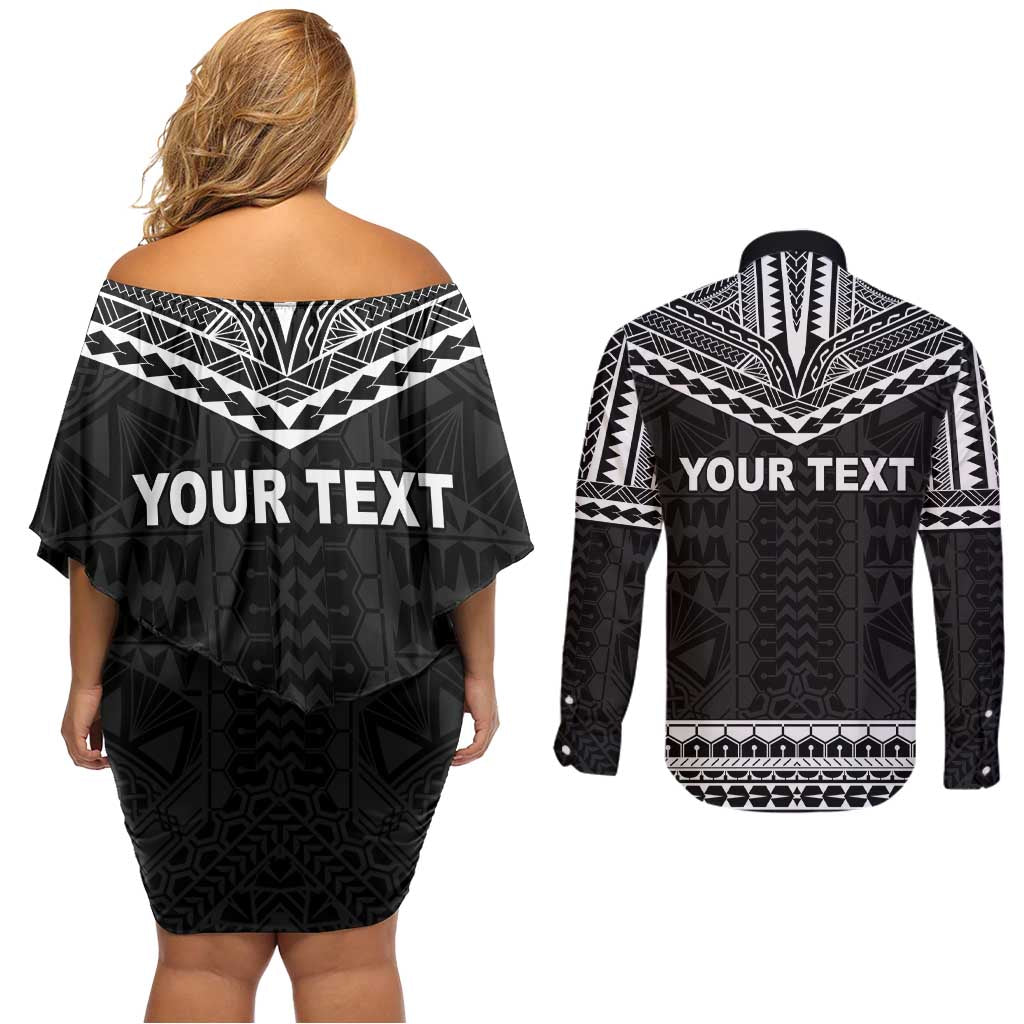 Personalised Melanesian Brotherhood Couples Matching Off Shoulder Short Dress and Long Sleeve Button Shirt Ministry Faith And Mission LT05 - Polynesian Pride