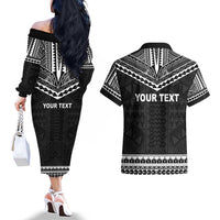 Personalised Melanesian Brotherhood Couples Matching Off The Shoulder Long Sleeve Dress and Hawaiian Shirt Ministry Faith And Mission LT05 - Polynesian Pride
