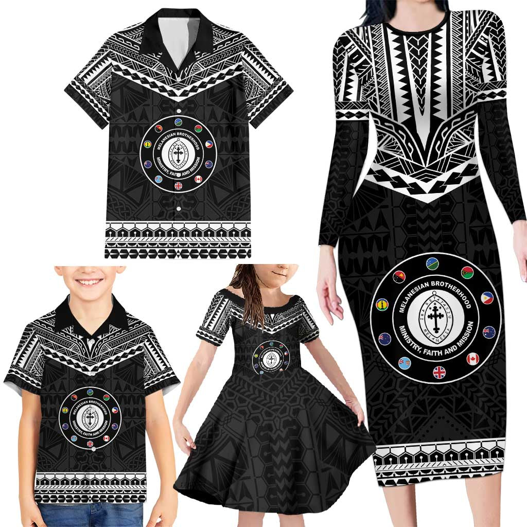 Personalised Melanesian Brotherhood Family Matching Long Sleeve Bodycon Dress and Hawaiian Shirt Ministry Faith And Mission LT05 - Polynesian Pride