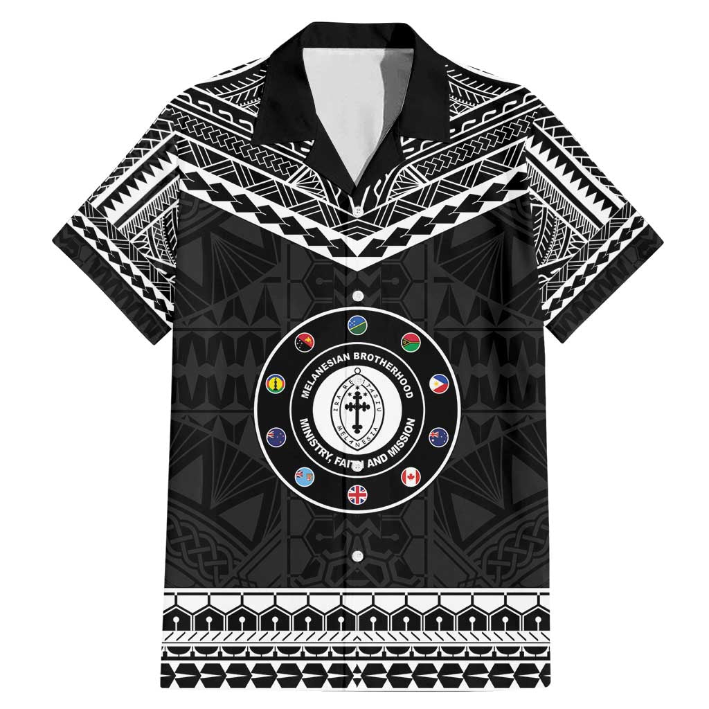 Personalised Melanesian Brotherhood Family Matching Mermaid Dress and Hawaiian Shirt Ministry Faith And Mission LT05 Dad's Shirt - Short Sleeve Black - Polynesian Pride