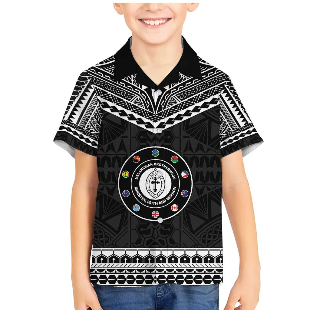 Personalised Melanesian Brotherhood Family Matching Mermaid Dress and Hawaiian Shirt Ministry Faith And Mission LT05 Son's Shirt Black - Polynesian Pride