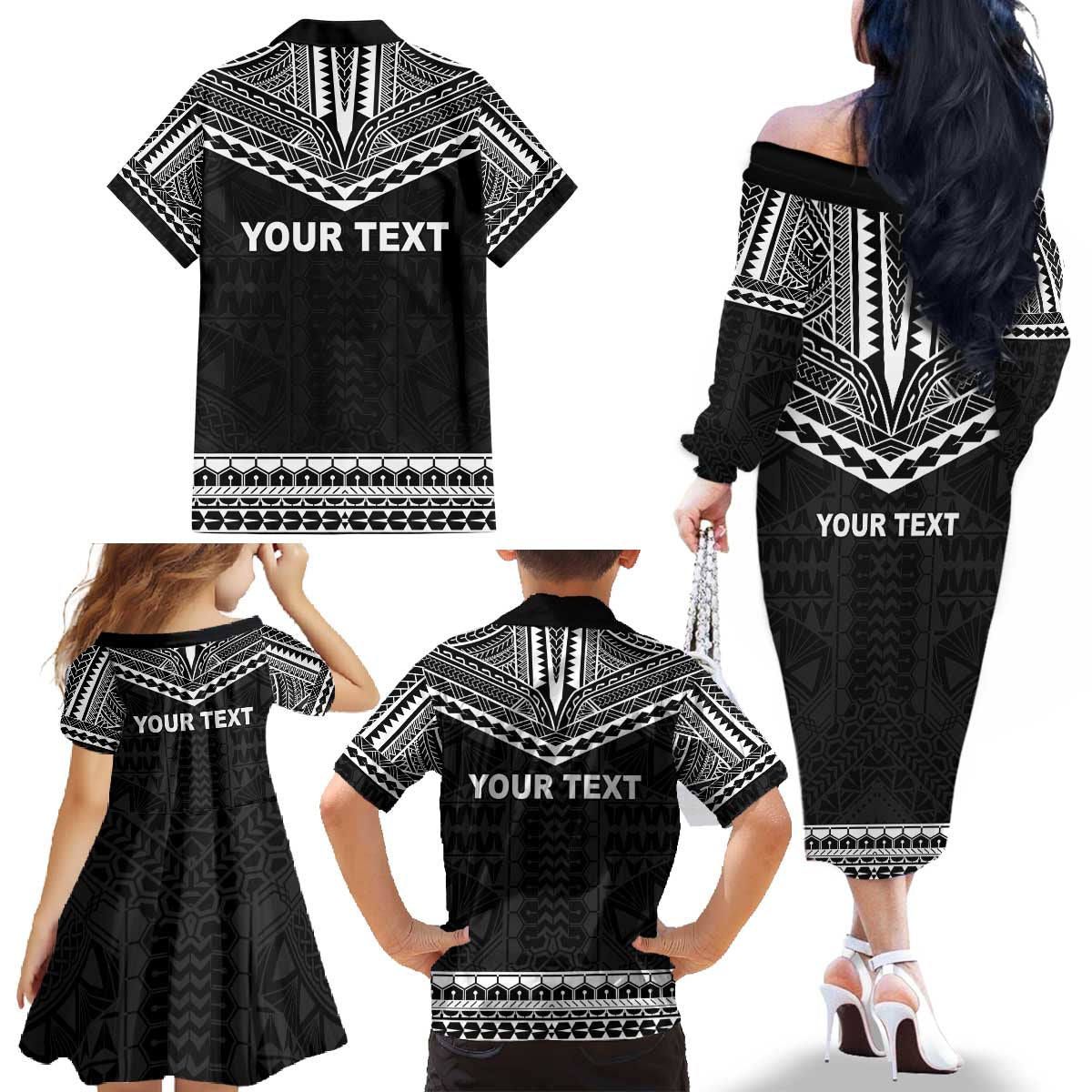 Personalised Melanesian Brotherhood Family Matching Off The Shoulder Long Sleeve Dress and Hawaiian Shirt Ministry Faith And Mission LT05 - Polynesian Pride
