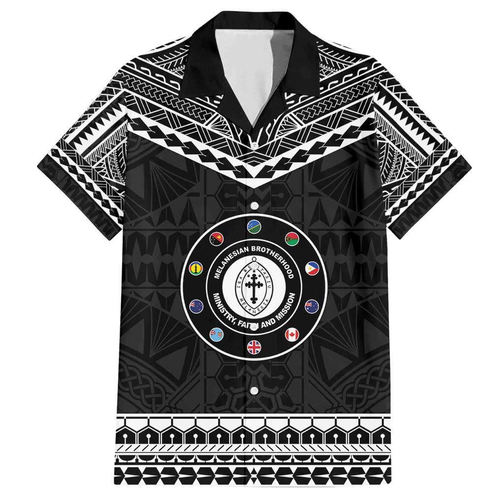 Personalised Melanesian Brotherhood Family Matching Off Shoulder Maxi Dress and Hawaiian Shirt Ministry Faith And Mission LT05 Dad's Shirt - Short Sleeve Black - Polynesian Pride