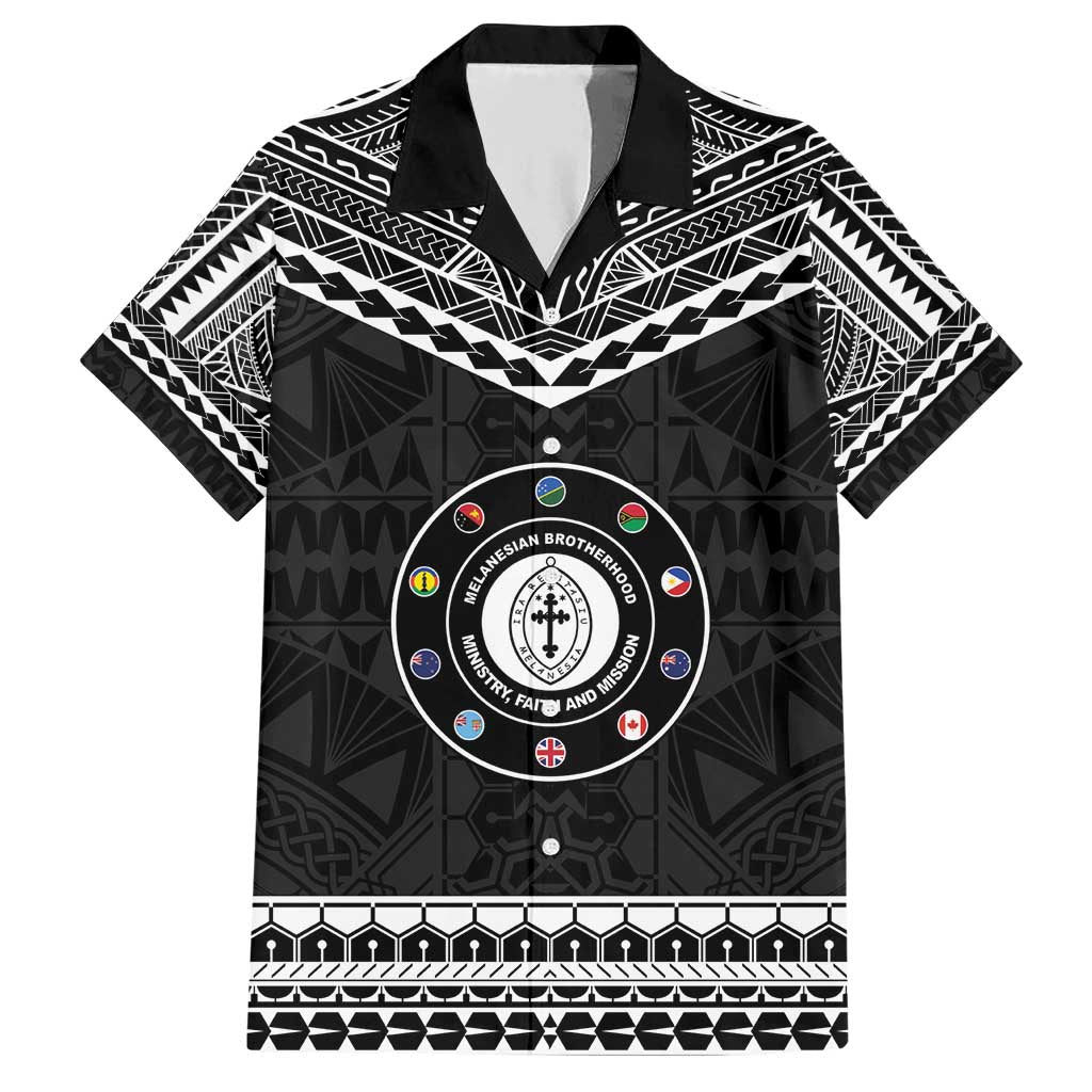 Personalised Melanesian Brotherhood Family Matching Short Sleeve Bodycon Dress and Hawaiian Shirt Ministry Faith And Mission LT05 Dad's Shirt - Short Sleeve Black - Polynesian Pride
