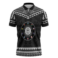 Personalised Melanesian Brotherhood Zipper Polo Shirt Ministry Faith And Mission LT05 Black - Polynesian Pride