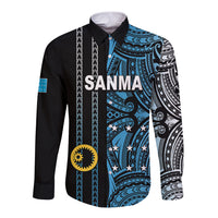 Custom Vanuatu Sanma Long Sleeve Button Shirt Polynesian Tribal LT6 Unisex Black - Polynesian Pride