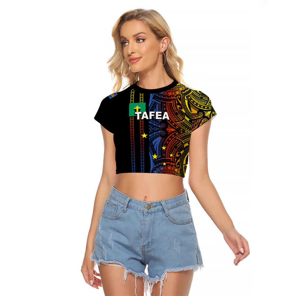 Custom Vanuatu Tafea Raglan Cropped T Shirt Polynesian Tribal LT6 Female Black - Polynesian Pride