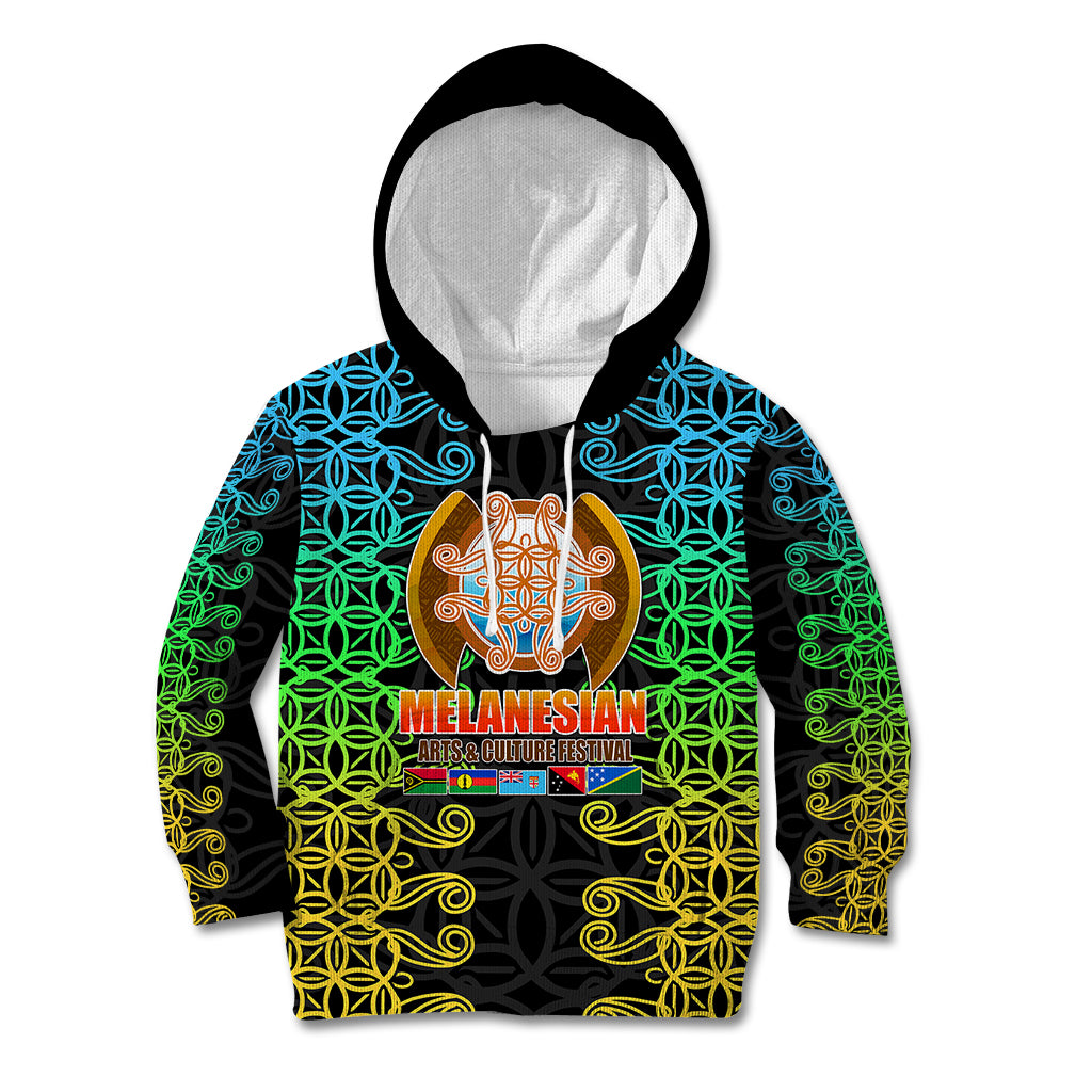 Melanesian Festival 2023 Kid Hoodie Tribal Patterns LT6 Hoodie Black - Polynesian Pride