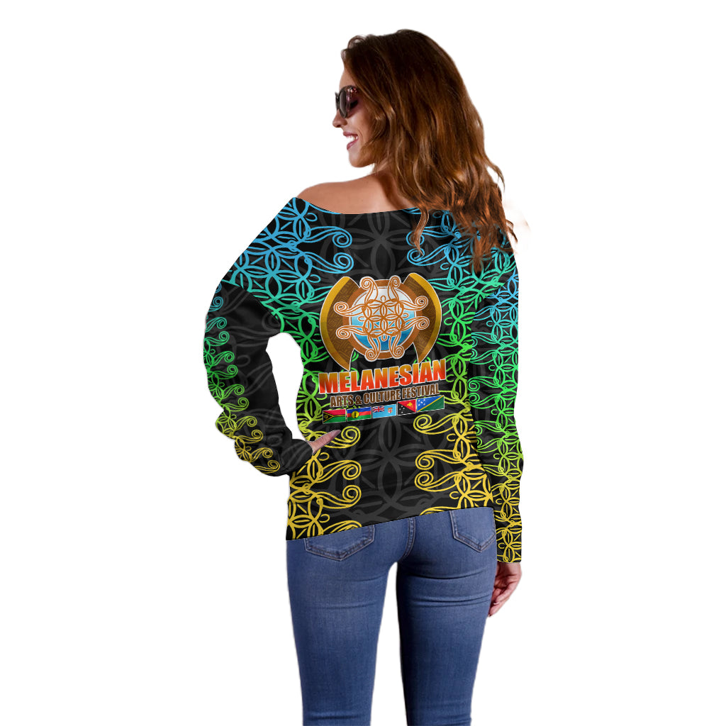 Melanesian Festival 2023 Off Shoulder Sweater Tribal Patterns LT6 - Polynesian Pride