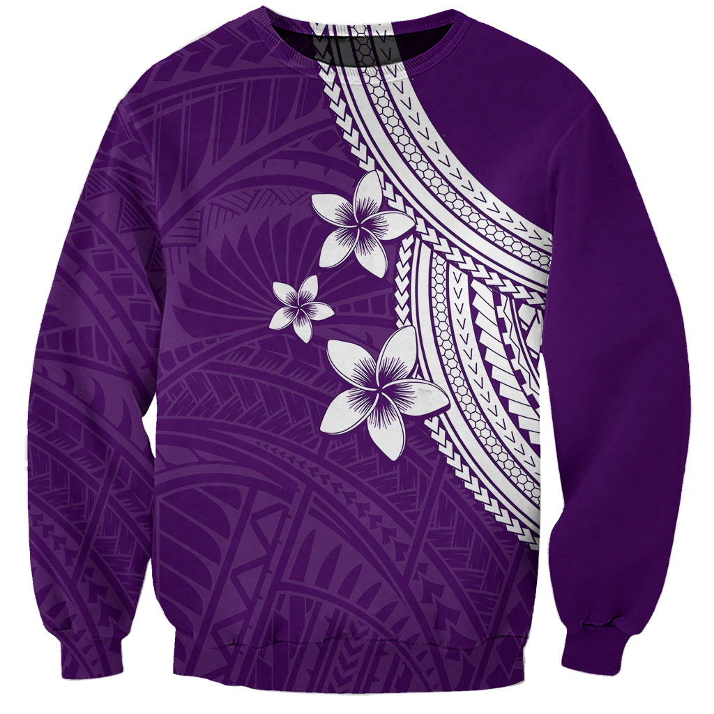 Polynesian Sweatshirt With Plumeria Flower Purple LT6 Unisex Purple - Polynesian Pride