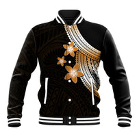 Polynesian Baseball Jacket With Plumeria Flower Gold LT6 Unisex Gold - Polynesian Pride