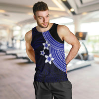Polynesian Men Tank Top With Plumeria Flower Blue LT6 - Polynesian Pride