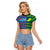 (Custom Personalised) Fiji Malampa Raglan Cropped T Shirt Tribal Patterns LT6 Female Blue - Polynesian Pride
