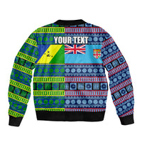 (Custom Personalised) Fiji Malampa Sleeve Zip Bomber Jacket Tribal Patterns LT6 - Polynesian Pride